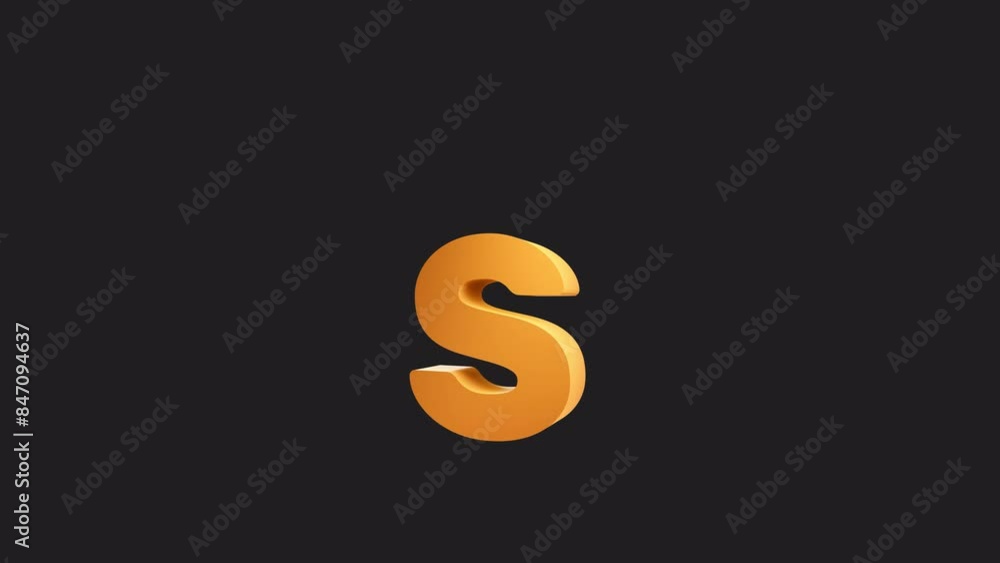 Animated 3D letter S. Alphabet letter video on transparent background with alpha channel. Animated 3D letter S. Alphabet letter video on transparent background with alpha channel.