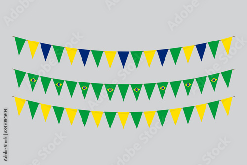 Flags isolated. Brazil paper bunting. flags birthday, anniversary, celebrate event.