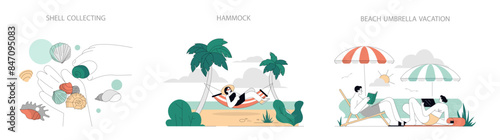 Summer Activities. Flat Vector Illustration