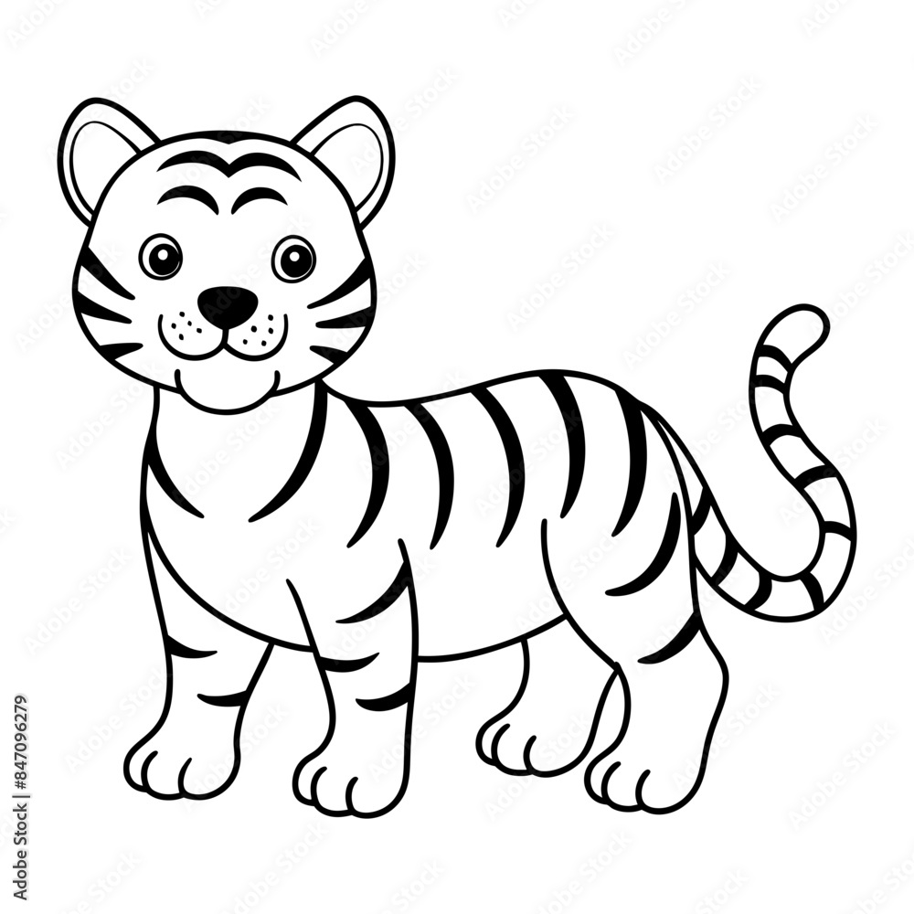 Tiger Vector Illustration Line Art - Tiger Line Art Silhouette, Animal Coloring Book Page For Kids. Tiger Black And White Vector Illustration Line Art For Kids Coloring Book.
Tiger Vector Illustration Line Art - Tiger Line Art Silhouette, Animal Coloring Book Page For Kids. Tiger Black And White Vector Illustration Line Art For Kids Coloring Book.