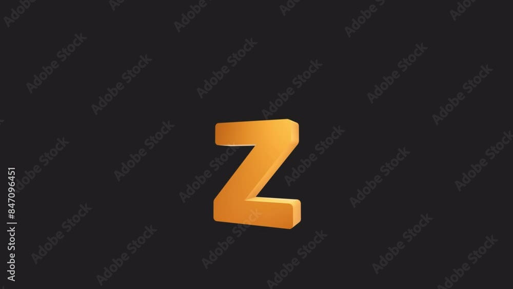 Animated 3D letter Z. Alphabet letter video on transparent background with alpha channel. Animated 3D letter Z. Alphabet letter video on transparent background with alpha channel.