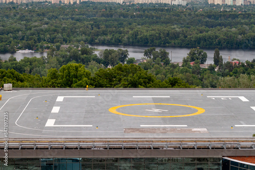 Helicopters landing area on roof of building .... photo