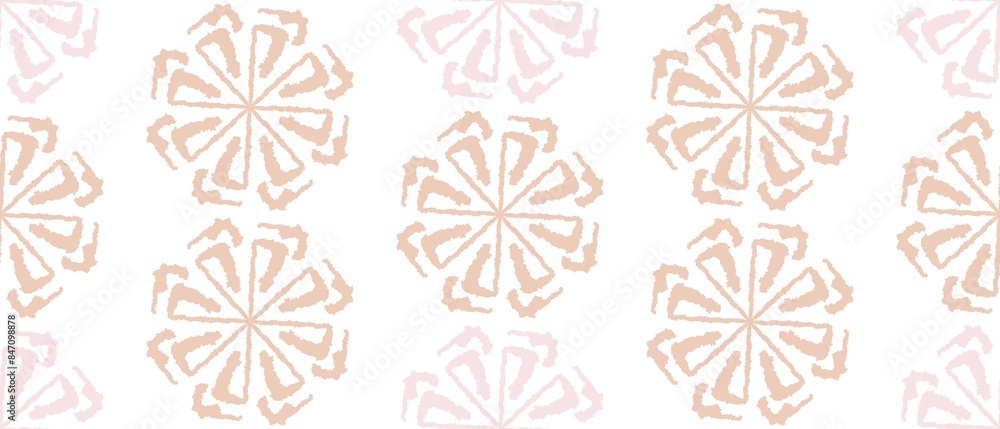 Seamless abstract botanical pattern. Beige flowers on white background. Ethnic ornament. Digital brush strokes. Design for textile fabrics, wrapping paper, background, wallpaper, cover. Seamless abstract botanical pattern. Beige flowers on white background. Ethnic ornament. Digital brush strokes. Design for textile fabrics, wrapping paper, background, wallpaper, cover.