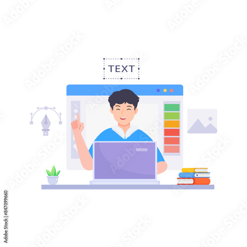 Graphic designer work on desk vector illustration.