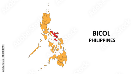 Bicol Map in Philippines. Vector Map of Philippines. Regions map of Philippines.