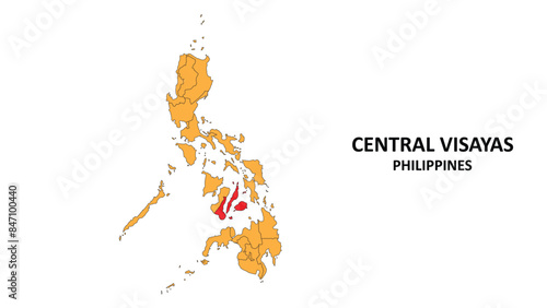 Central Visayas Map in Philippines. Vector Map of Philippines. Regions map of Philippines.