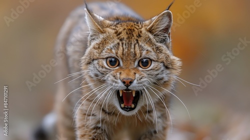 Majestic portrait of a white saber toothed tiger on a vibrant and colorful background © anwel