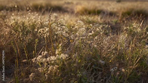 Playful pup frolicking in the golden field, basking in the warm sunshine