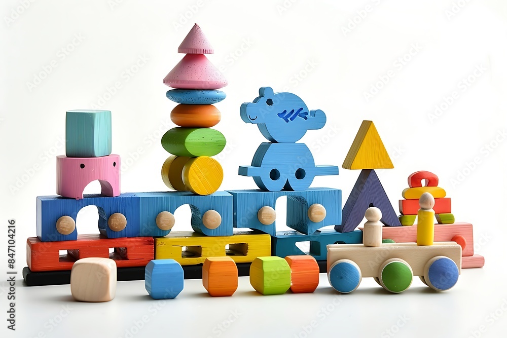 colorful wooden blocks white background colorful wooden blocks white background