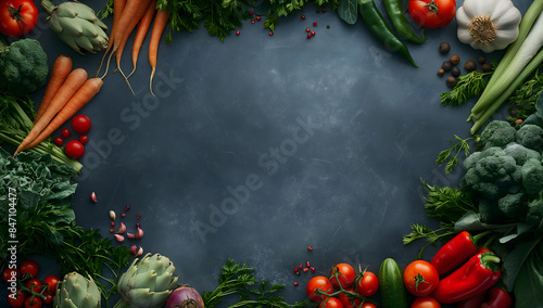Fresh Assortment of Vegetables on Dark Background for Healthy Diet