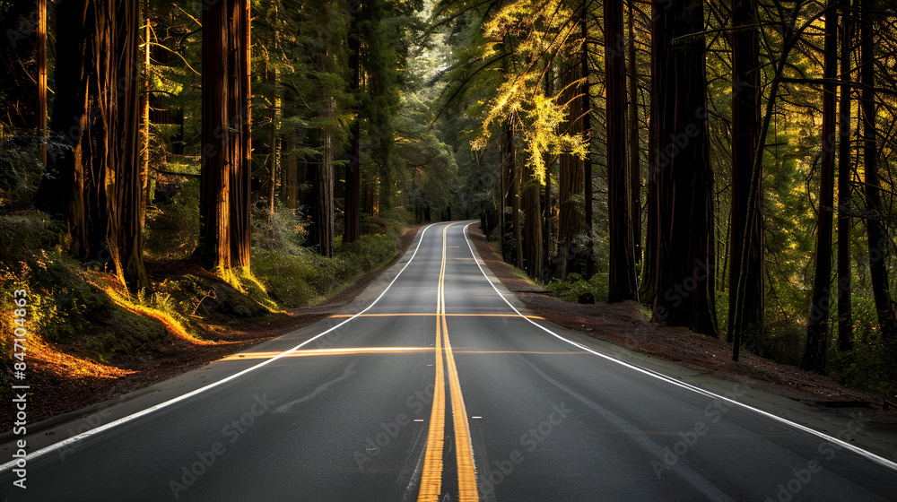Straight road in autumn forest. Nature background Straight road in autumn forest. Nature background