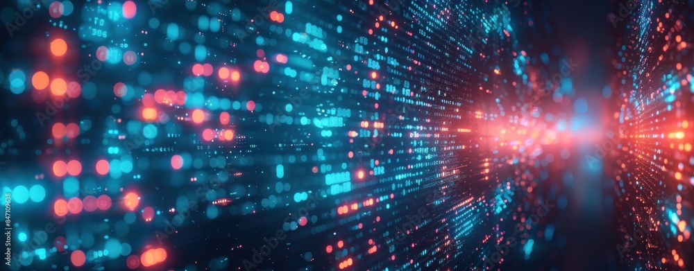 Obraz premium Digital Data Stream - Blue and Red