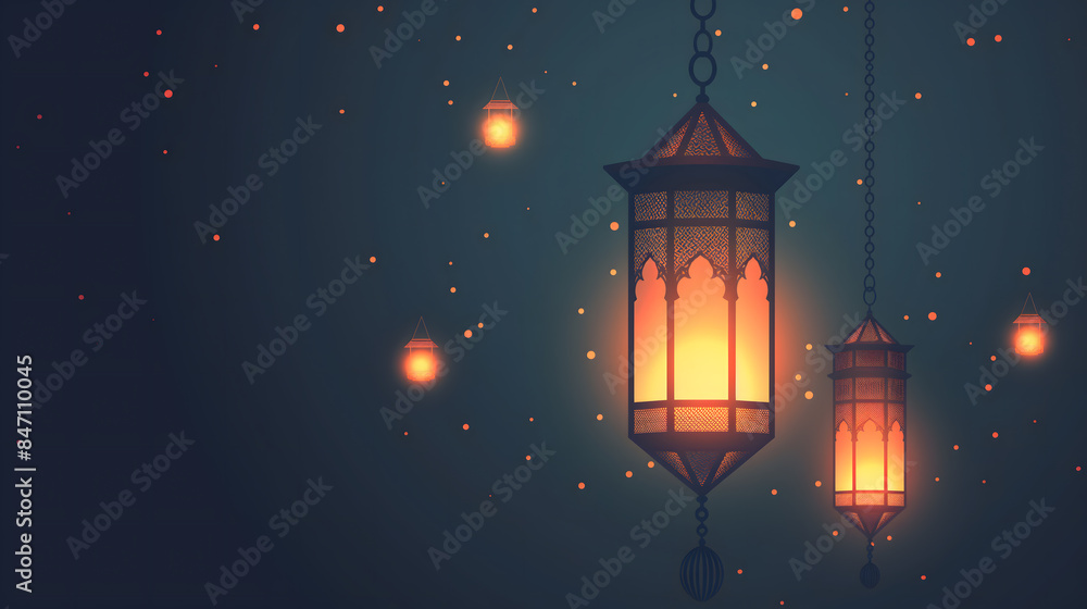 Traditional Lanterns Illuminating Patterns in Arabian Night Setting Traditional Lanterns Illuminating Patterns in Arabian Night Setting