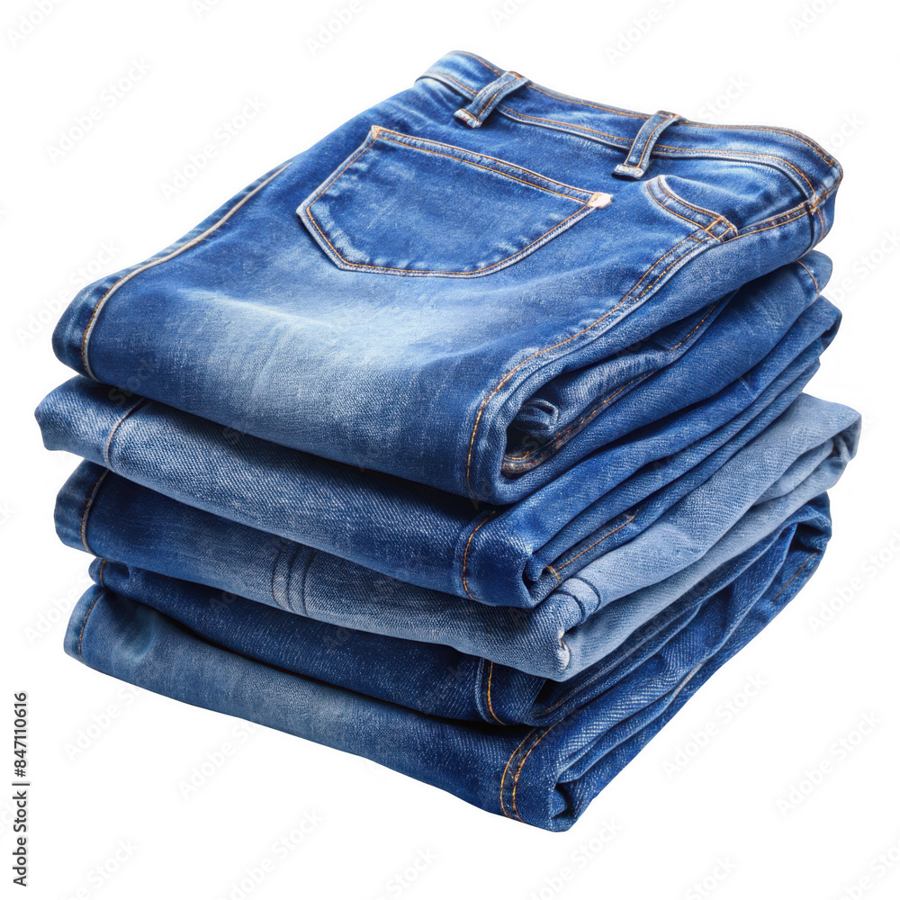 Stack of blue jeans. This image shows a neatly folded stack of blue jeans in various shades, isolated on transparent background, png. Stack of blue jeans. This image shows a neatly folded stack of blue jeans in various shades, isolated on transparent background, png.
