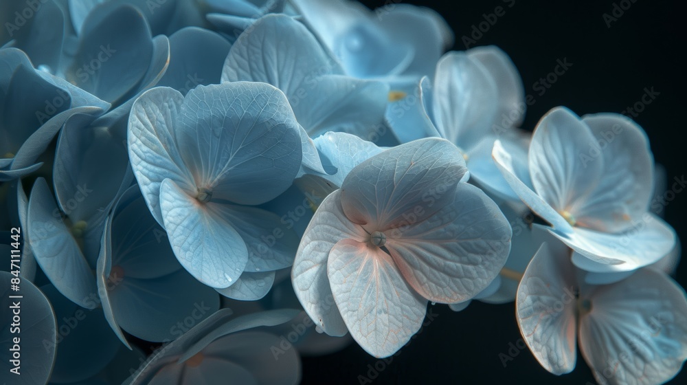 Flowers of the blue hydrangea Flowers of the blue hydrangea