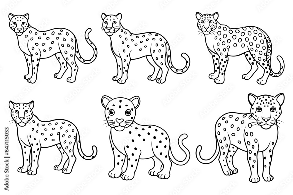Leopard Vector Illustration Line Art - Leopard Line Art Silhouette ...