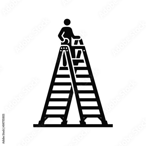 Stepladder black silhouette vector with white color background