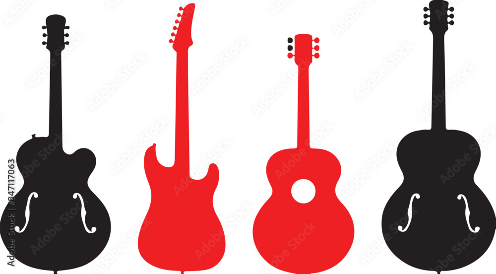 Naklejka premium Acoustic Guitar Vector - Acoustic Guitar Silhouette