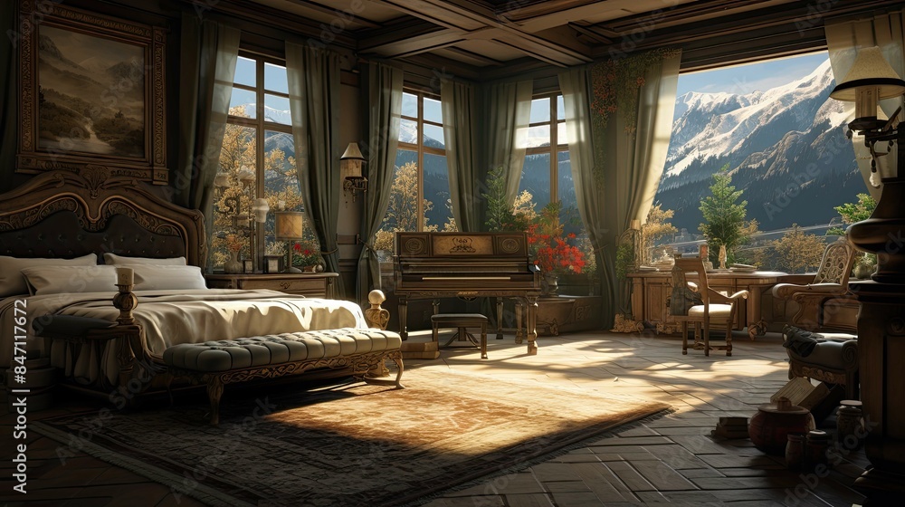 Star Mountain View Suite Interior Reference. AI generated art illustration. Star Mountain View Suite Interior Reference. AI generated art illustration.
