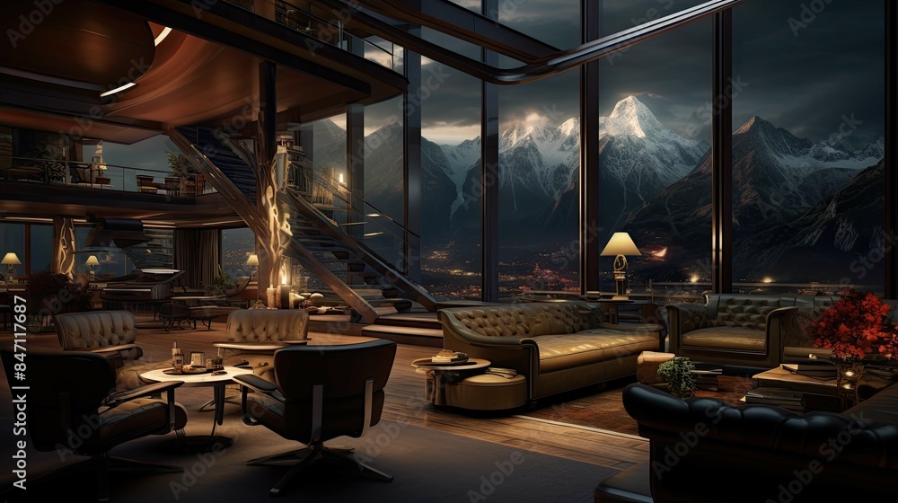 Star Mountain View Suite Interior Reference. AI generated art illustration. Star Mountain View Suite Interior Reference. AI generated art illustration.