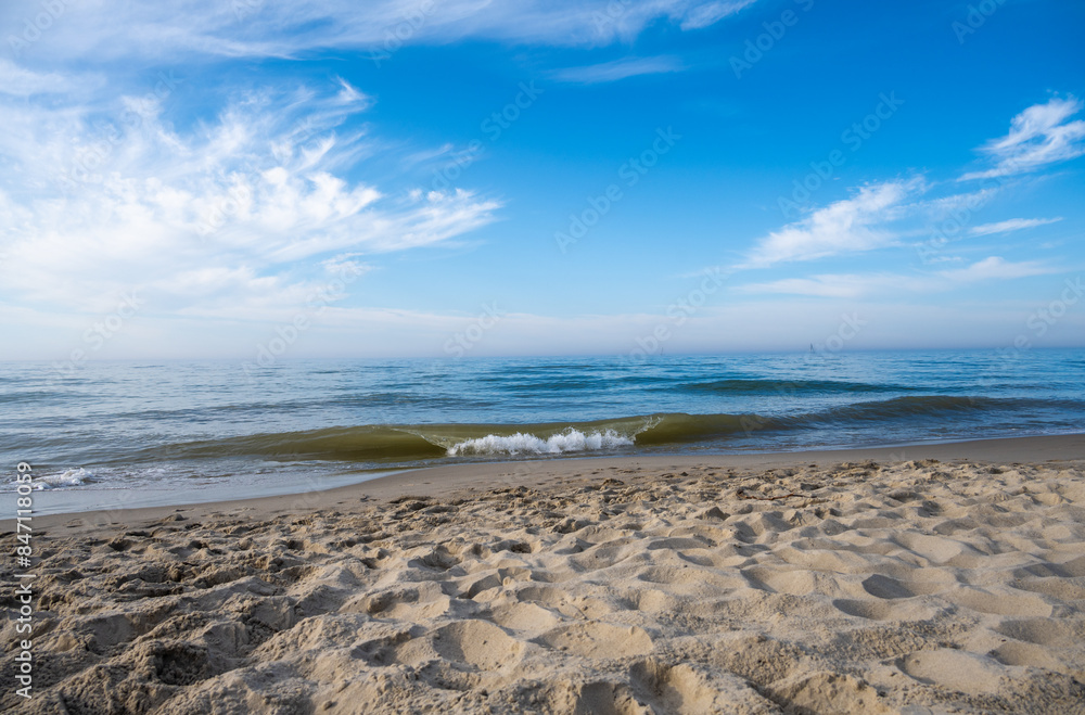 sandy beach on Baltic sea in Hel peninsula in Poland