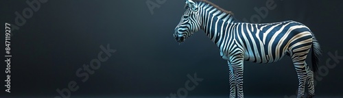 Exotic zebra grazing flat clean background bright studio lighting showcasing the unique stripes and graceful stance