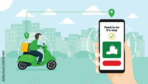 Online delivery concept. Fast respond delivery package shipping on mobile. 