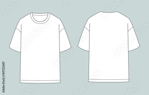 Simple t shirts line templates. Front and back view. Vector illustration