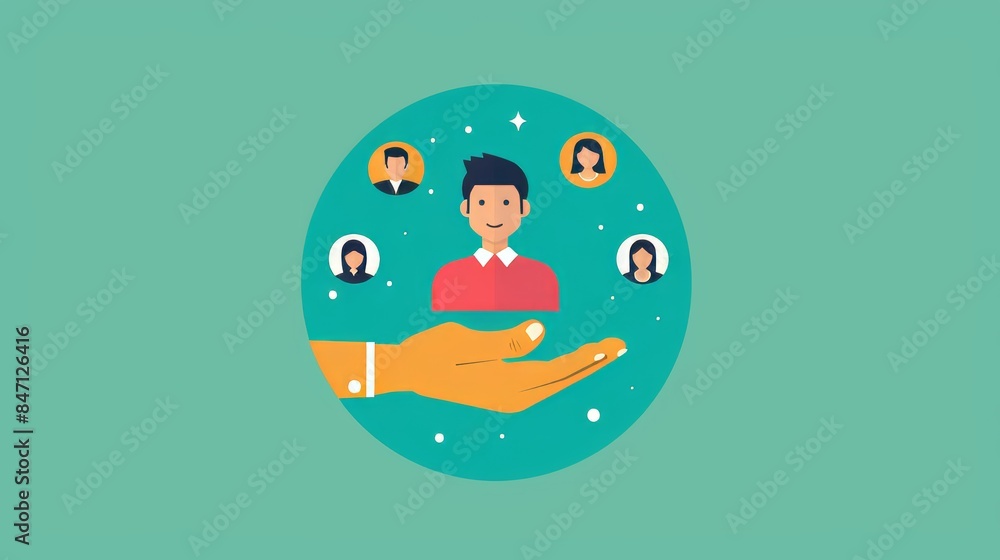 Obraz premium Customer retention icon, vector illustration. Customer care service. Filled vector icon. Hand holding customer icon.
