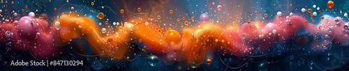 abstract banner illustration of a colorful piece with various wires and dots photo