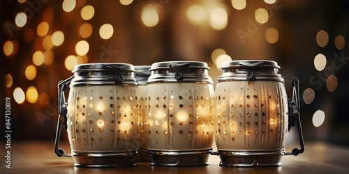 Creating a Nostalgic Ambiance with Vintage Charm, Soft Lighting, and Old Film Canisters. Concept Vintage Ambiance, Soft Lighting, Old Film Canisters, Nostalgic Memories, Classic Charm photo