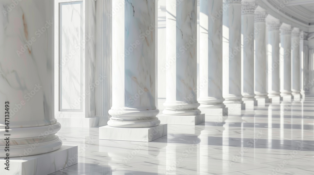 3d rendering white corridor pillars background 3d rendering white corridor pillars background