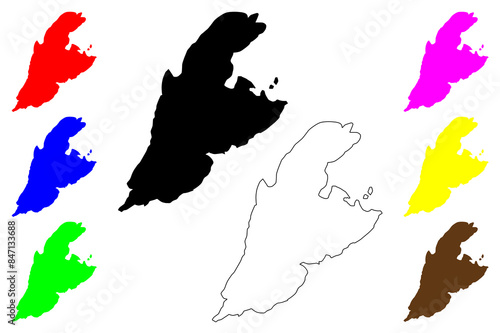 Kastellorizo island (Hellenic Republic, Greece, Greek island, Dodecanese Archipelago) map vector illustration, scribble sketch Castellorizo or Megisti map
