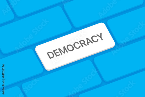 Democracy word on computer keyboard key photo