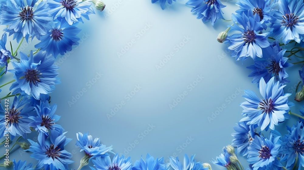 Bouquet of cornflower flowers arranged in a circle. Bouquet of cornflower flowers arranged in a circle.