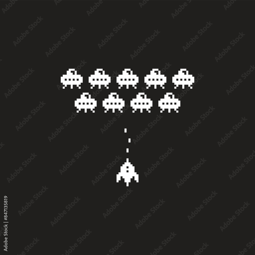 pixel ufo spaceship vector icon pixel element for 8 bit space arcade game
