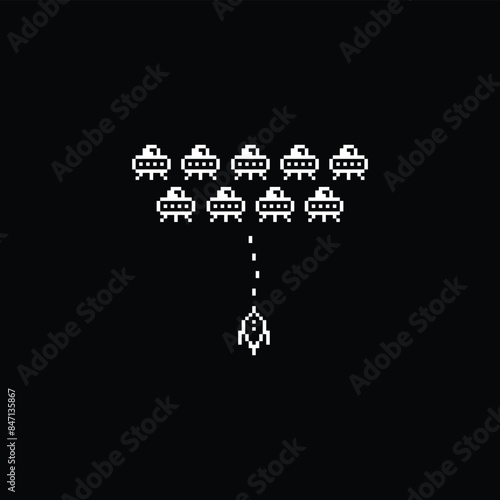 pixel ufo spaceship   vector icon pixel element for 8 bit space arcade game