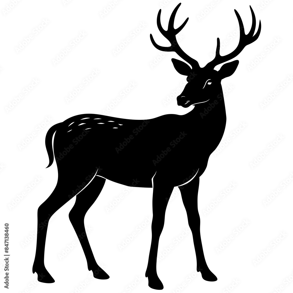 a deer black silhouette icon looking left side vector illustration a deer black silhouette icon looking left side vector illustration