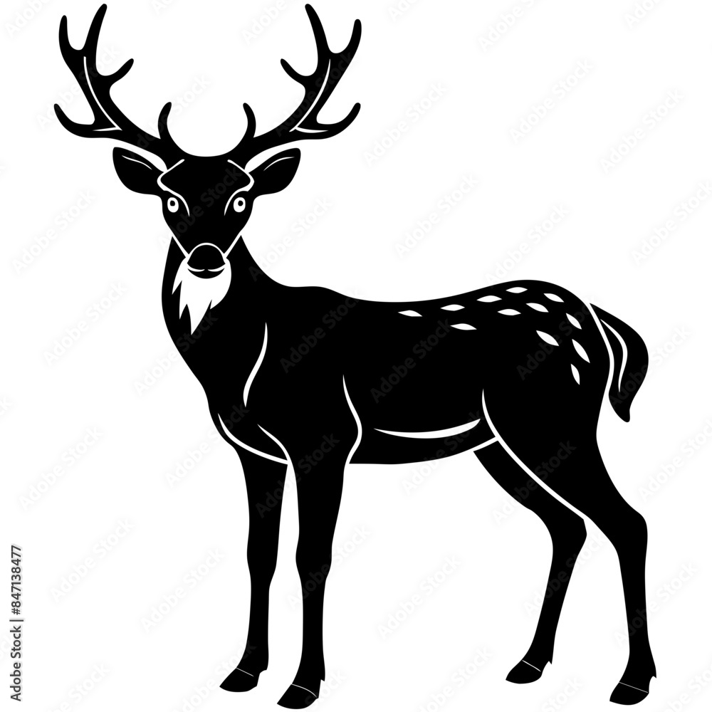 a deer black silhouette icon looking left side vector illustration a deer black silhouette icon looking left side vector illustration