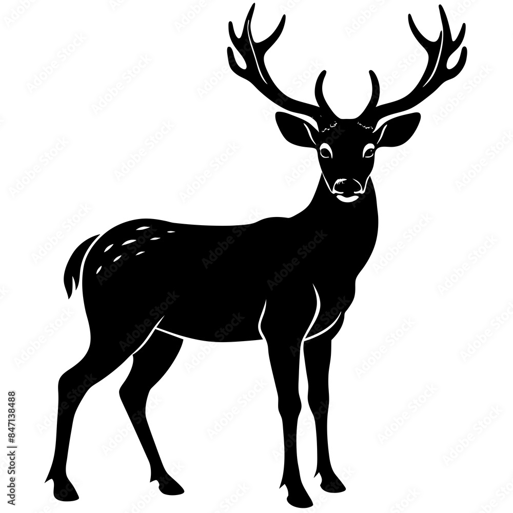 Obraz premium a deer black silhouette icon looking left side vector illustration