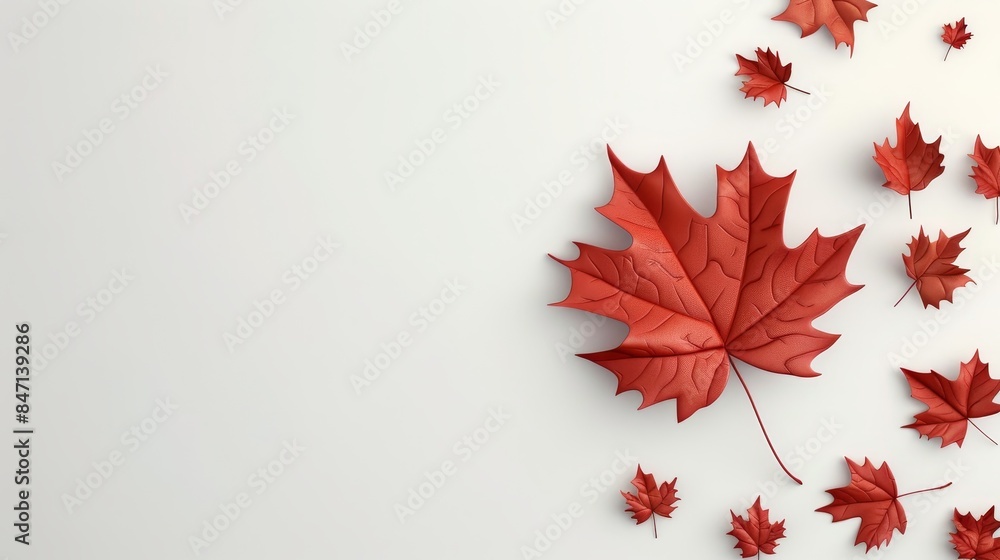 Simple 3D Canada Day card with a red maple leaf and white background Simple 3D Canada Day card with a red maple leaf and white background