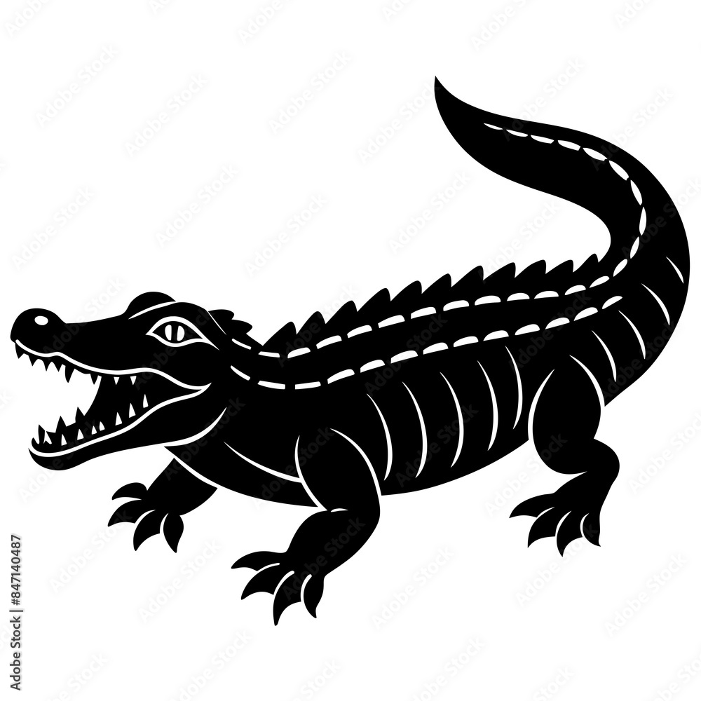 Naklejka premium Crocodile vector silhouette on white background