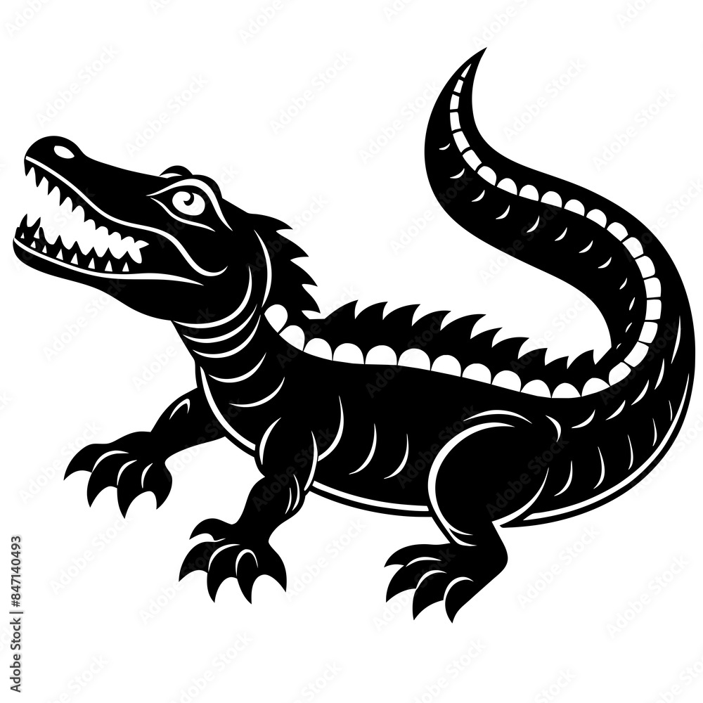 Obraz premium Crocodile vector silhouette on white background
