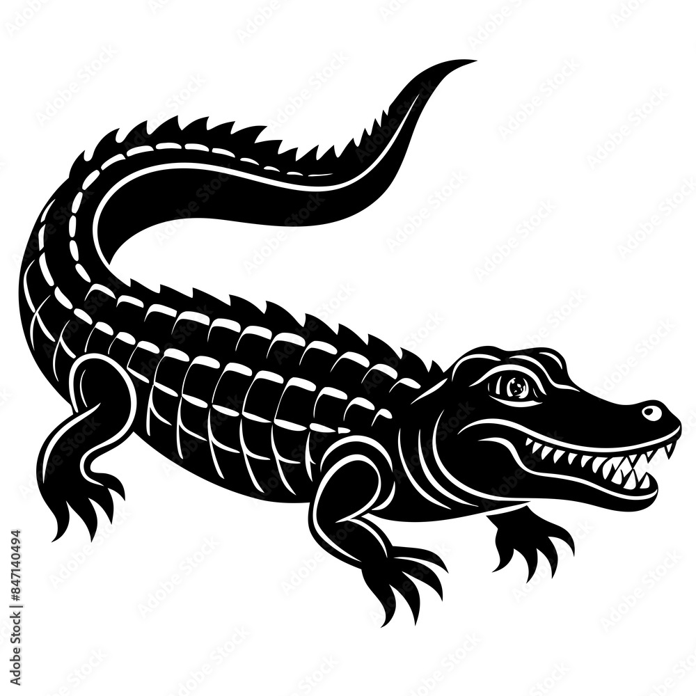 Naklejka premium Crocodile vector silhouette on white background