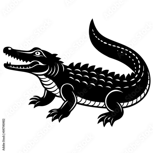 Crocodile vector silhouette on white background