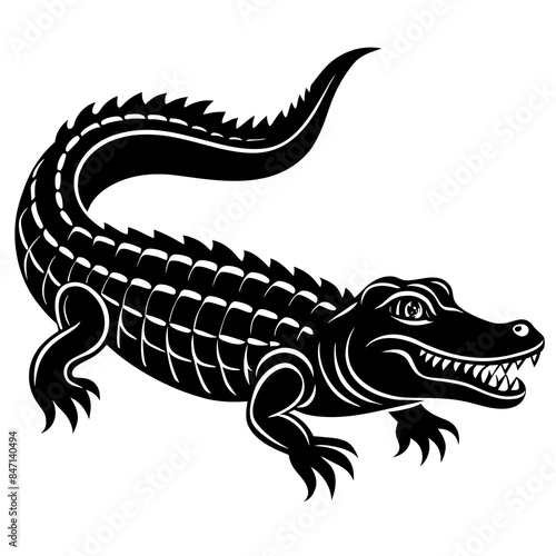 Crocodile vector silhouette on white background