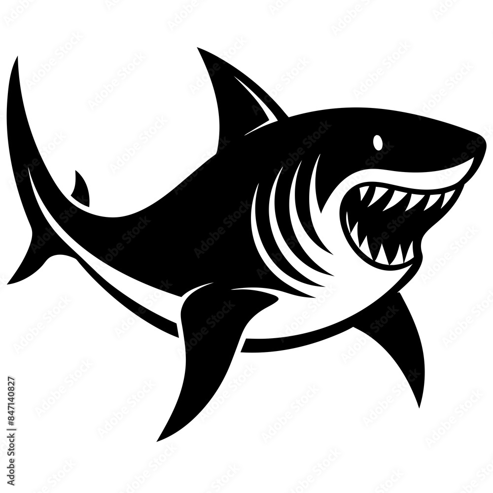 Obraz premium Shark vector silhouette on white background