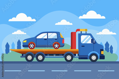Generic unwanted vehicles loaded onto towing or recovery breakdown trucks