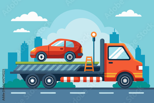 Generic unwanted vehicles loaded onto towing or recovery breakdown trucks