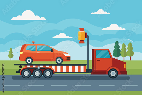 Generic unwanted vehicles loaded onto towing or recovery breakdown trucks